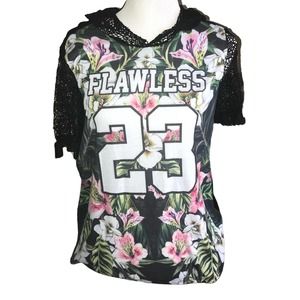 DICE “FLAWLESS 23” BLACK MULTICOLOR FLORAL DESIGN HOODIE
